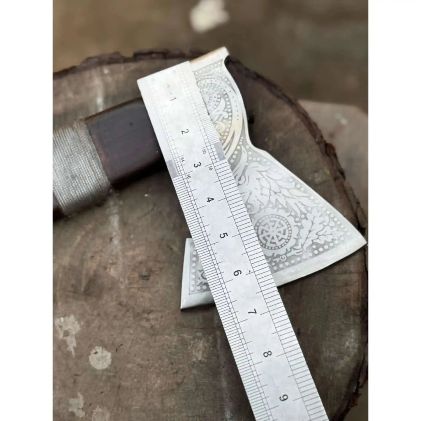 Viking Bearded Axe with Norse Engraved Blade and Leather Sheath