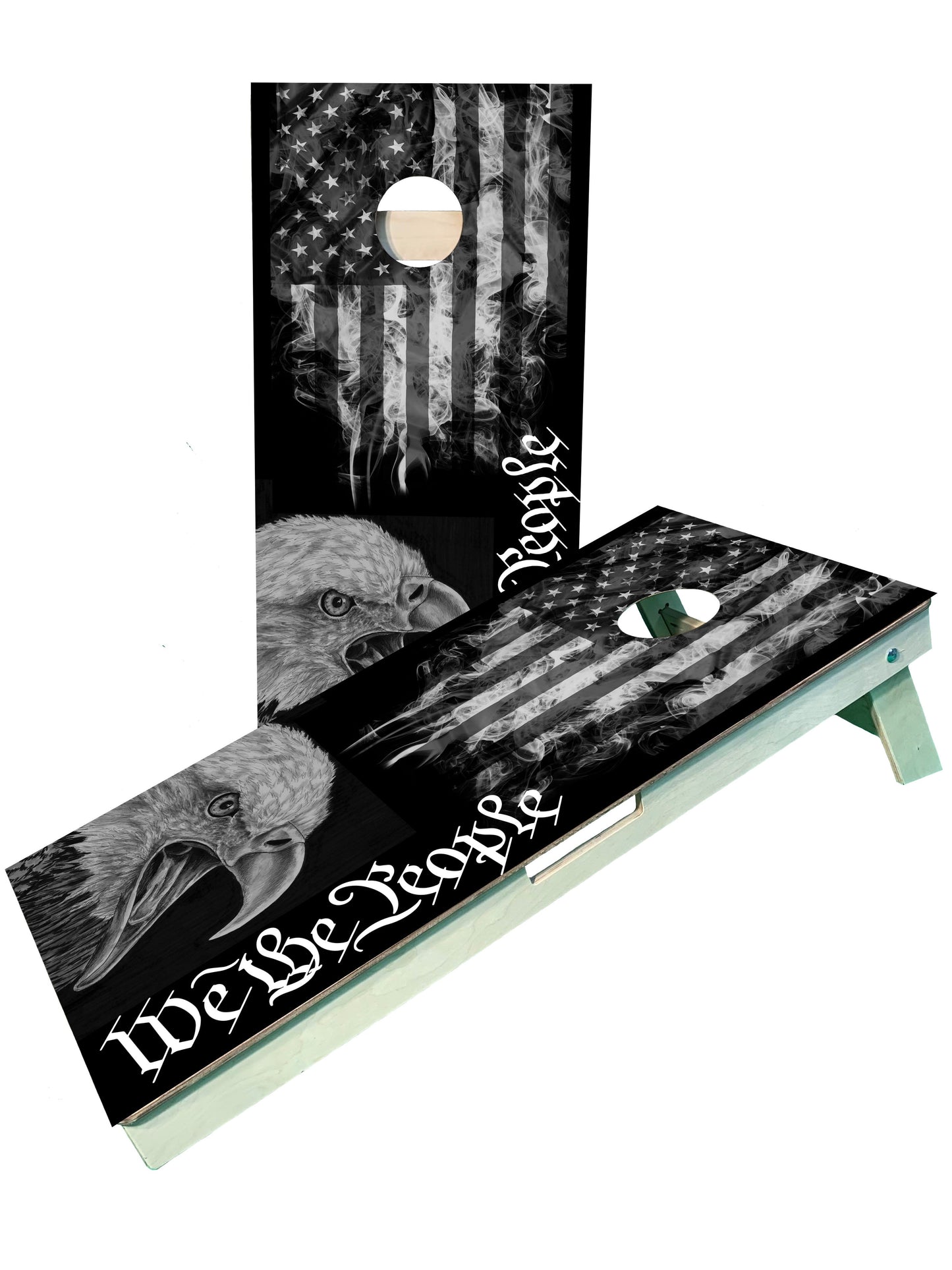 We The People Black/White Eagle Flag Cornhole Set