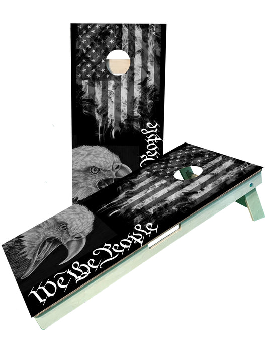 We The People Black/White Eagle Flag Cornhole Set