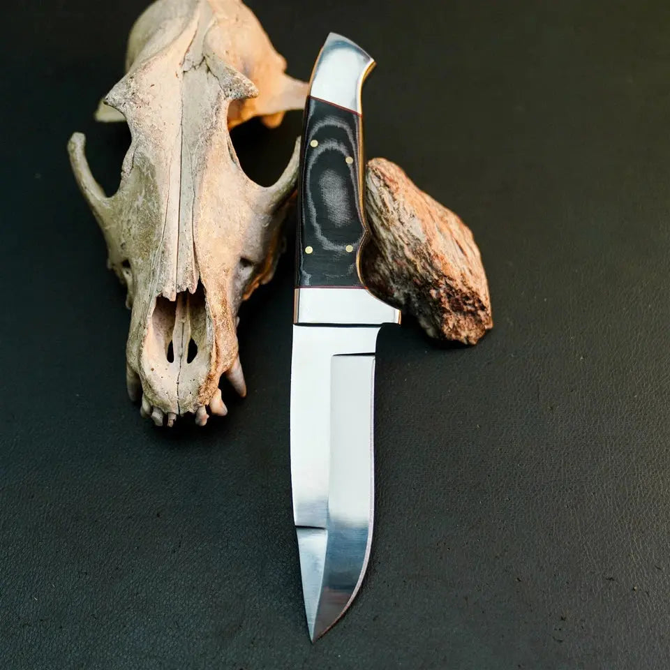 8.8" Handmade Stainless Steel Hunting Knife – Full Tang Micarta Handle & Sheath
