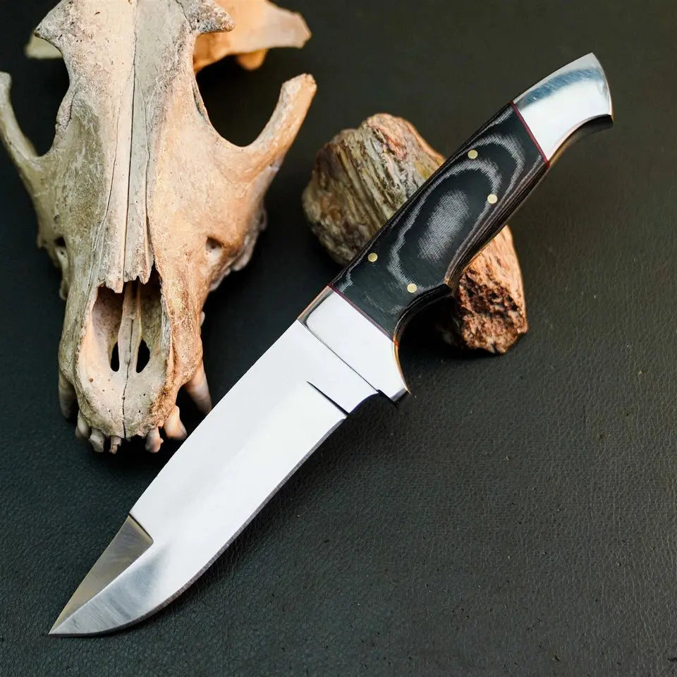 8.8" Handmade Stainless Steel Hunting Knife – Full Tang Micarta Handle & Sheath