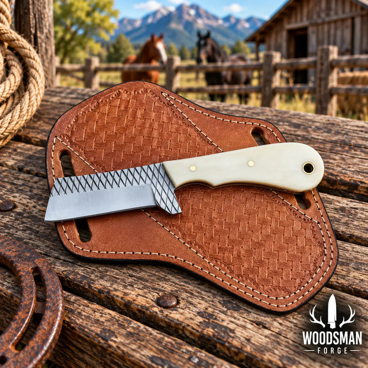 Camelridge Rasp Steel Cowboy Bull Cutter Knife – Camel Bone Handle