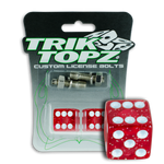 Trik Topz Dice  License Plate  Bolts - Red Glitter 2Pk