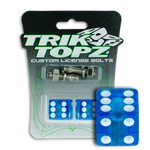 Trik Topz Dice  License Plate  Bolts - Clear Blue 2Pk