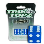 Trik Topz Dice  License Plate  Bolts - Blue 2Pk