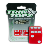 Trik Topz Dice  License Plate  Bolts - Red 2Pk