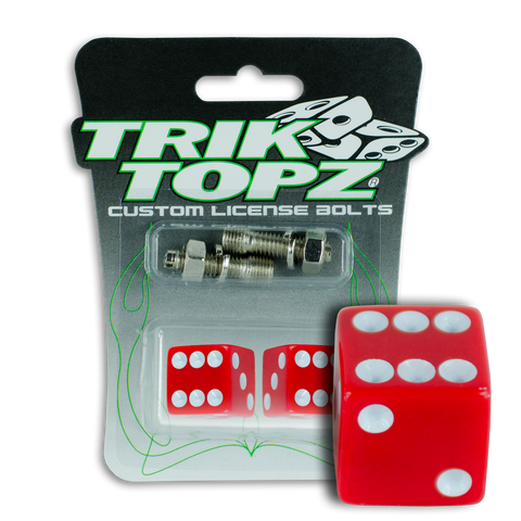 Trik Topz Dice  License Plate  Bolts - Red 2Pk